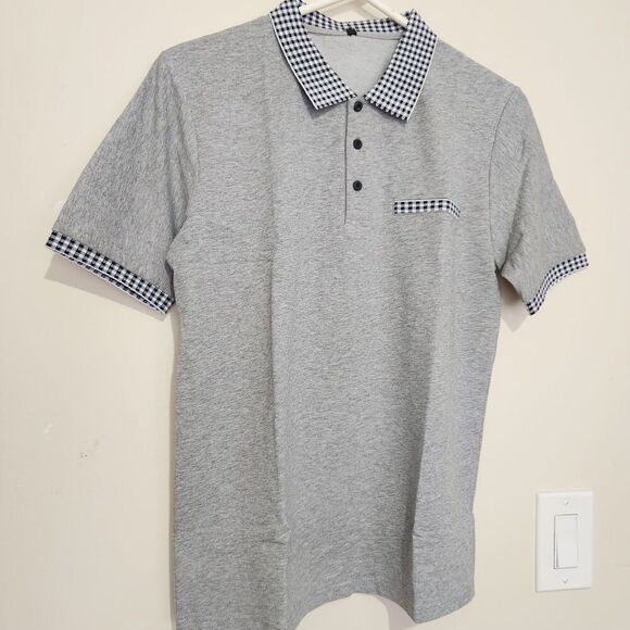 Dingshine Polo Shirt For Men Size Small Gray Color   B4 - Picture 1 of 14
